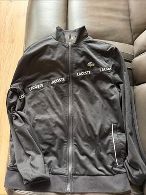Lacoste Black Lightweight Full-Zip Track Jacket with Logo Trim